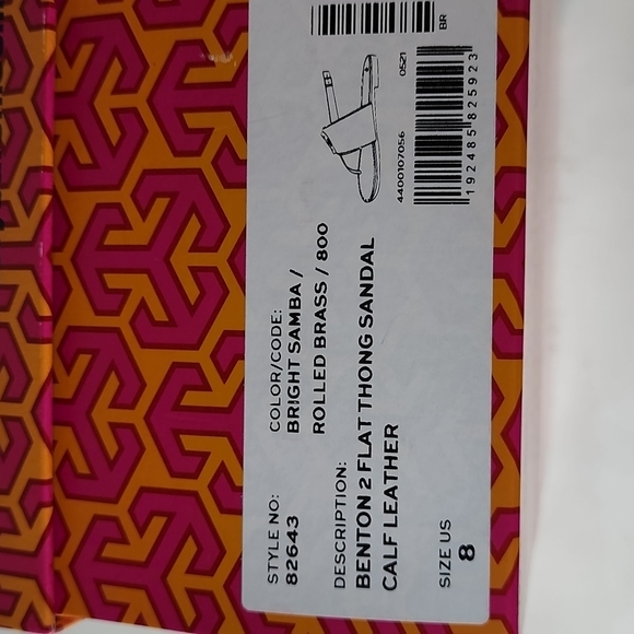 Tory Burch Bento 2 Flat Thong Sandle Bright Samba - Picture 9 of 9